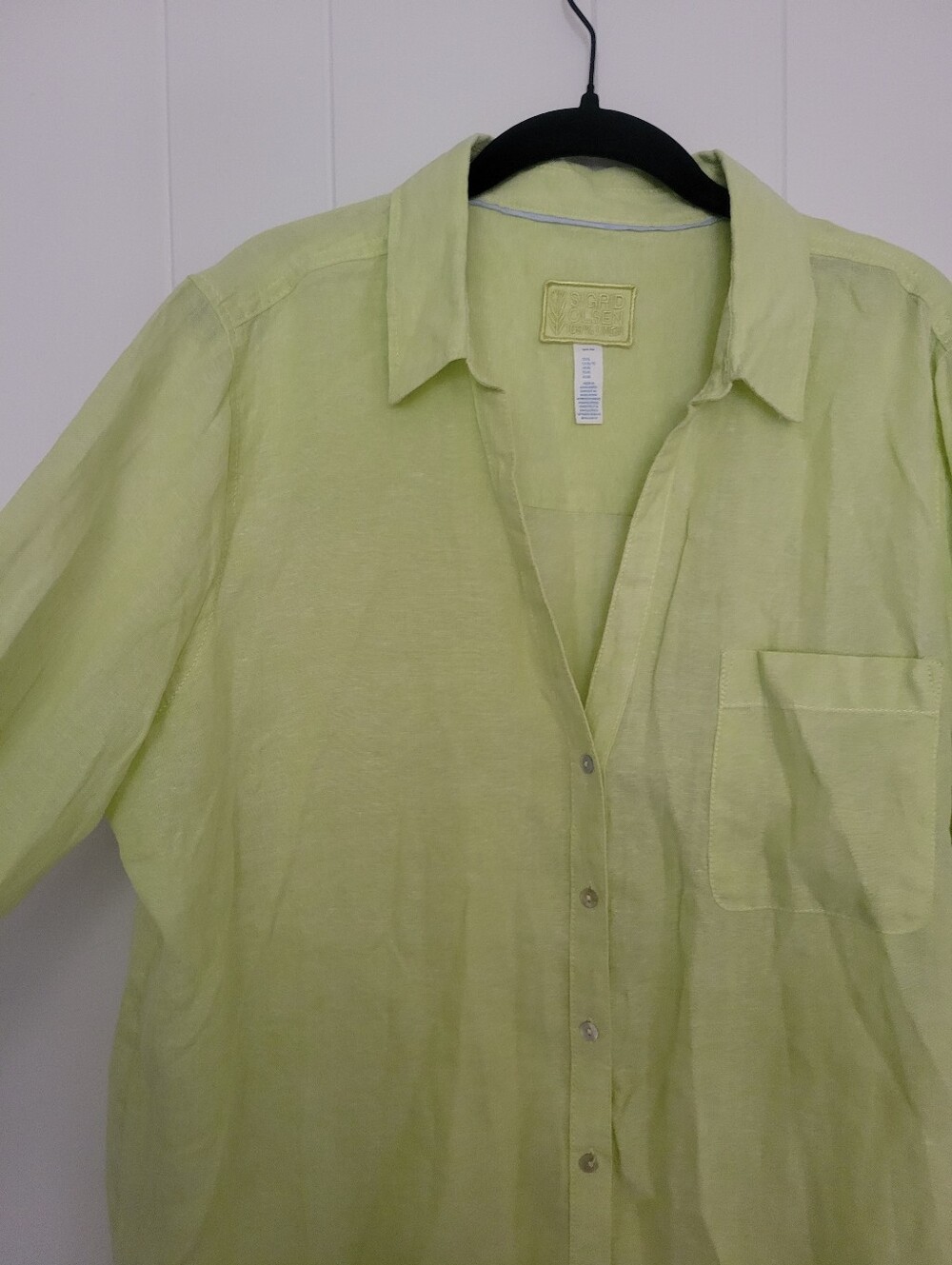 NWT Sigrid Olsen 100% Linen Button Down Shirt Long Sleeve Tunic Light Green XL - Picture 5 of 10